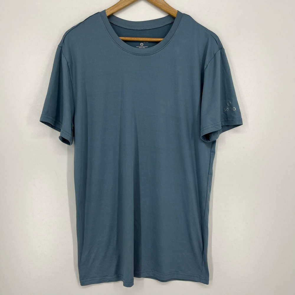 Skora Run Real Mens Blue Short Sleeve Performance Athletic T-Shirt Size Large